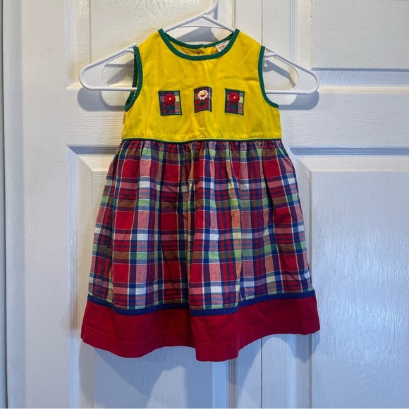 Vintage Copper Key Little Girl Plaid and Yellow Dress - Size 4T - Picture 1 of 10